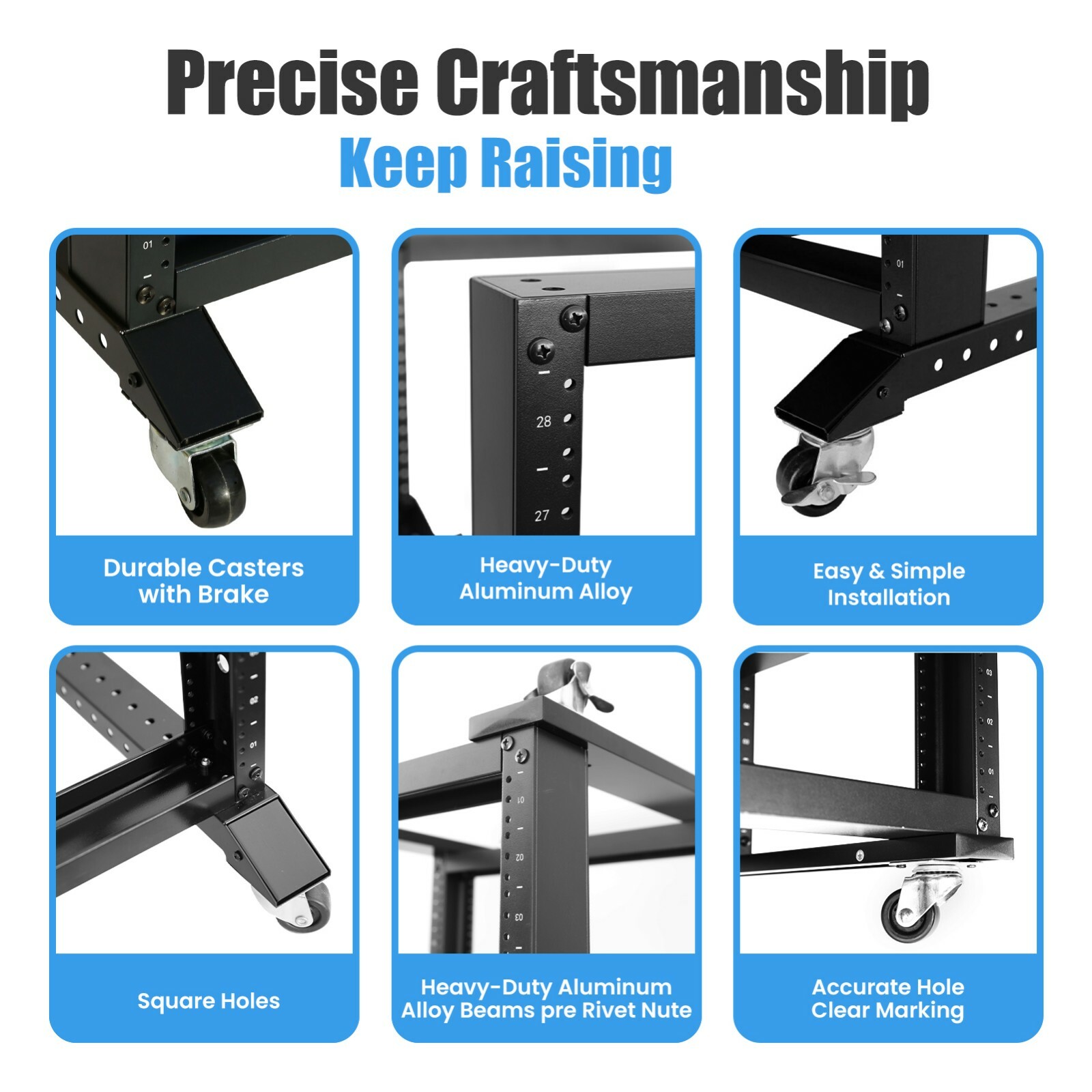 28U 4 Post Open Frame 19" Data Network Desktop 24in Deep Server/Audio Rack 800MM
