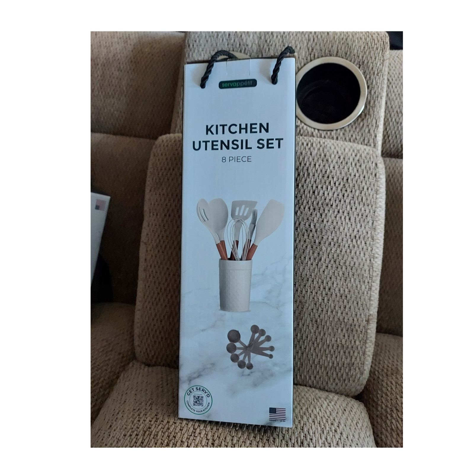 servappetit Kitchen Utensil Set 8 Piece Wood Handle Cooking Spoon Spatula