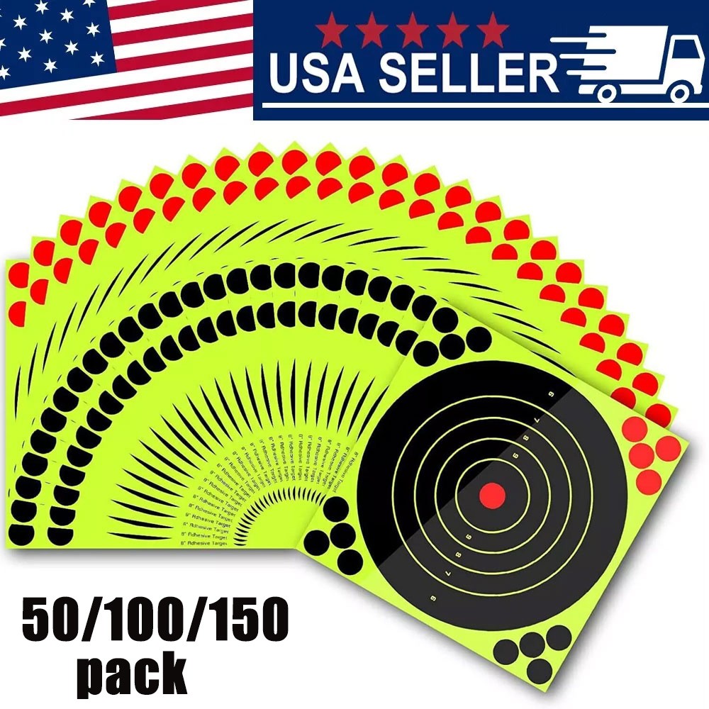 150Pack 8 inch Shooting Targets Gun Rifle Paper Target Adhesive Exercise New