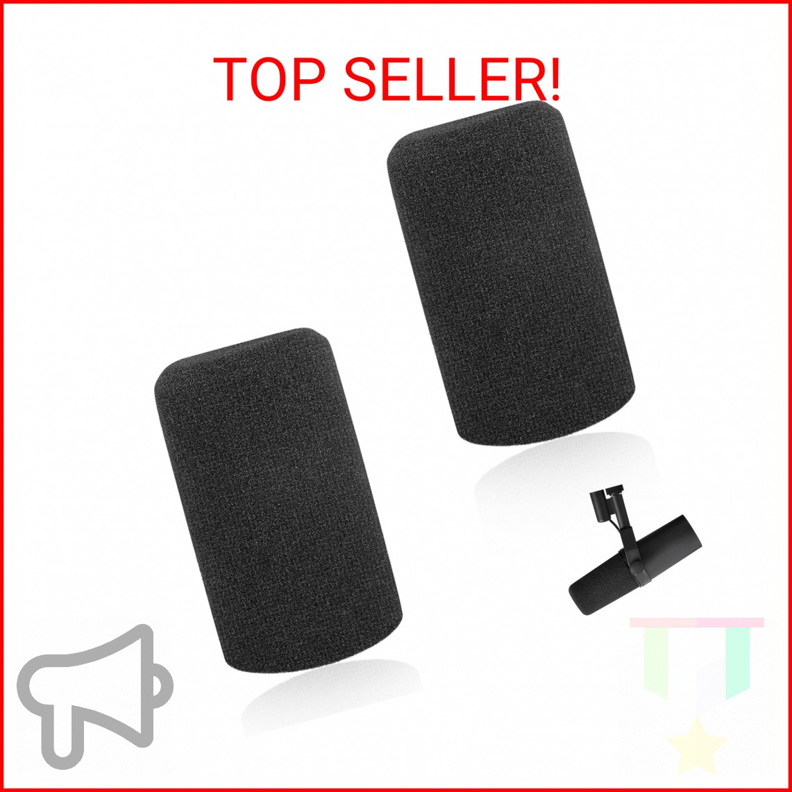 2PCS Microphone Pop Filter Foam Cover Compatible with Shure SM7B SM7dB, Windscre