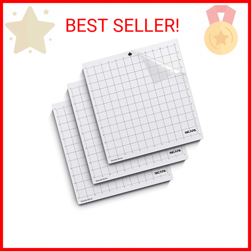 Nicapa StandardGrip Cutting Mat for Silhouette Cameo 4/3/2/1 (12x12 inch,3 Mats)
