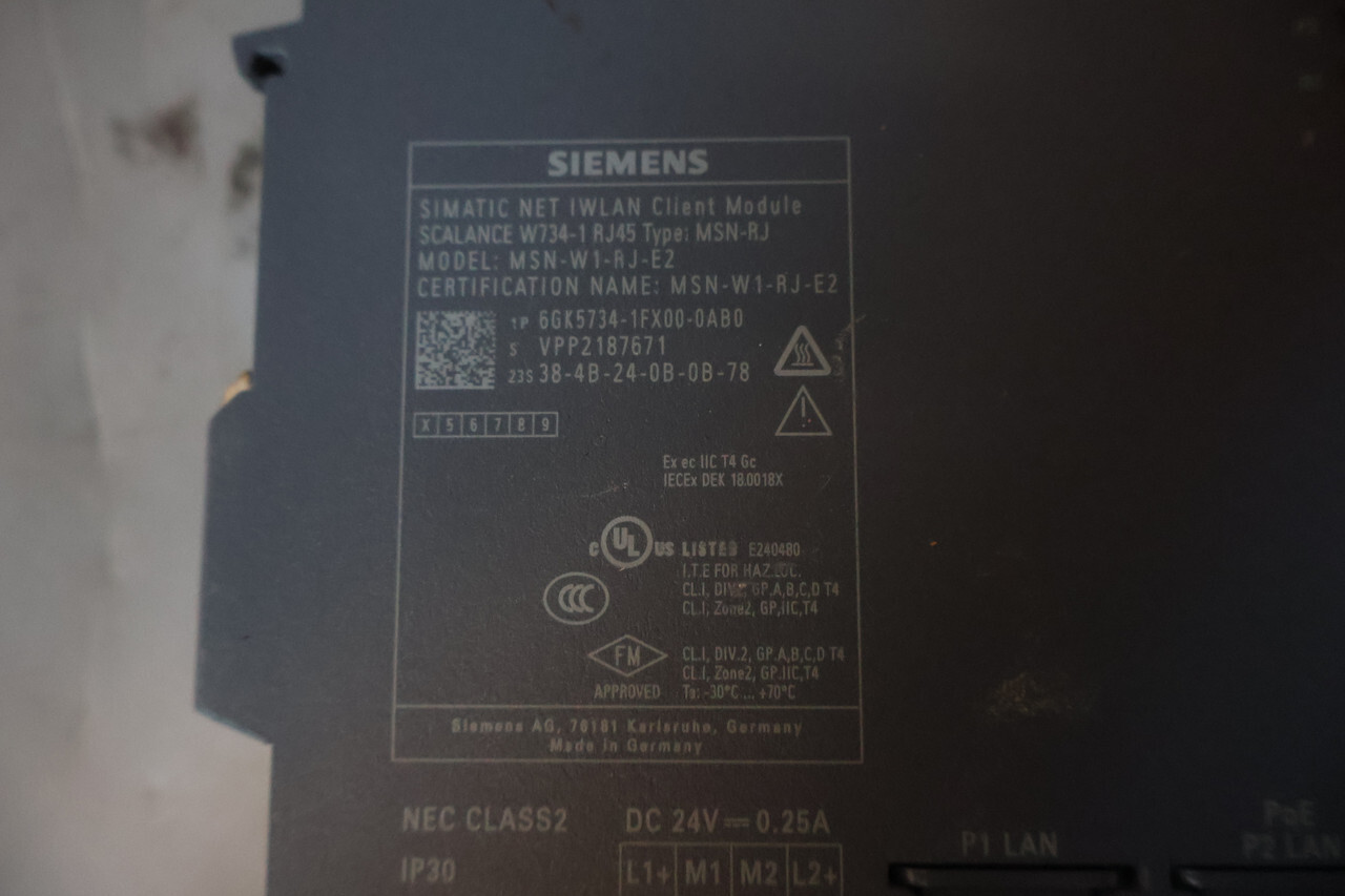 Siemans MSN-W1-RJ-E2 SIMATIC NET IWLAN Client Module
