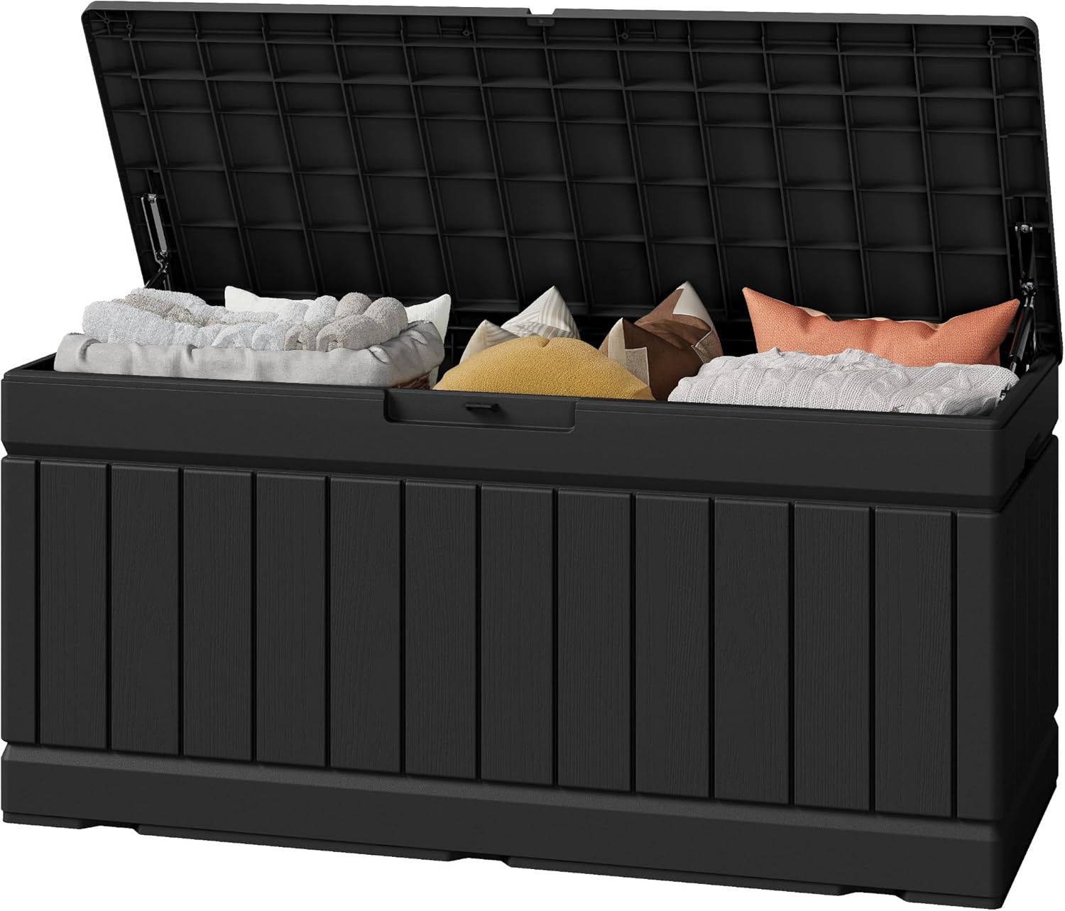 82 Gallon Waterproof Outdoor Storage Box with Lockable Lid, Black