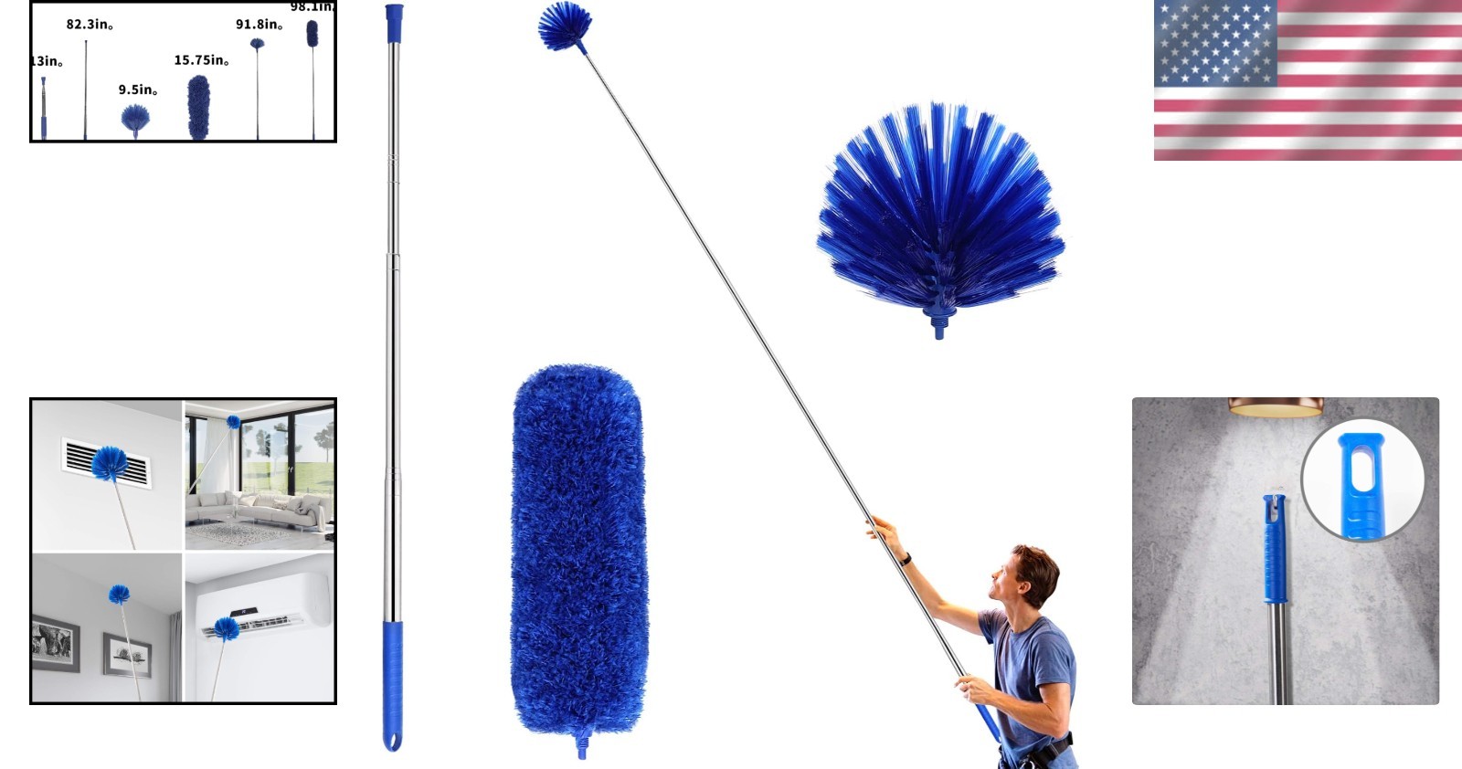 Eco-Friendly Ceiling Fan Duster with Extension Pole - Easy & Efficient Cleaning