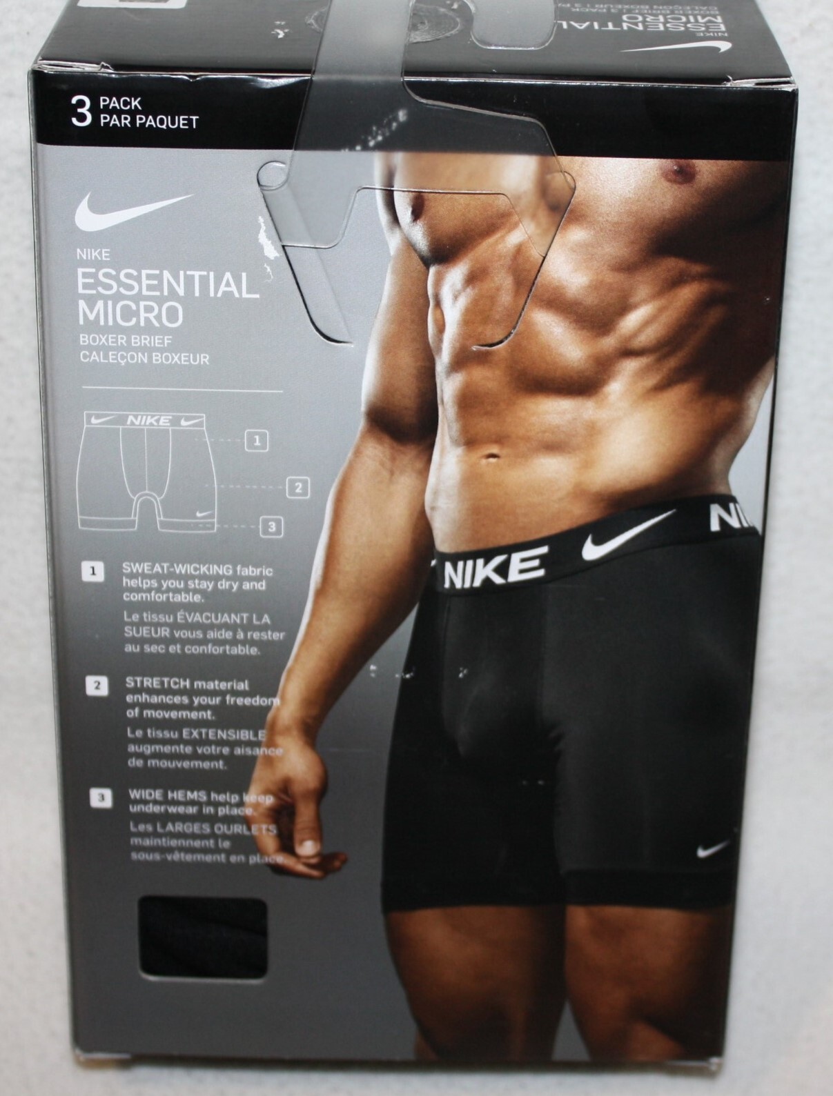 3 NIKE Dri-Fit Essential Micro 3 Pack Boxer Brief Black Men's , NEW IN BOX