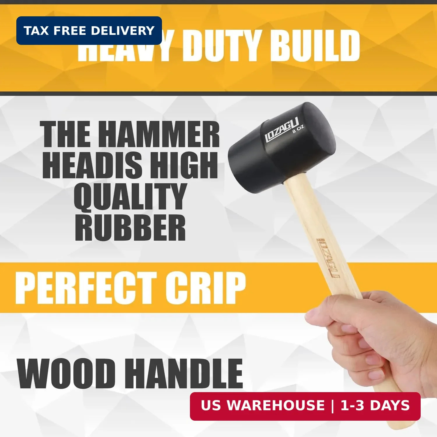 2-Pack Rubber Mallet Hammer Set, 8oz & 25mm Small Rubber Mallet Hammer Tool, Rub