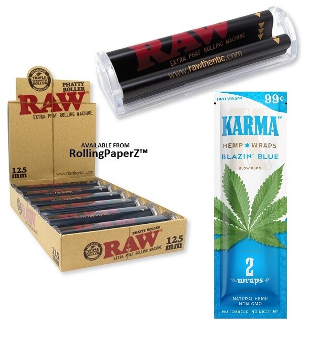 RAW Rolling Papers PHATTY Cigar Roller + FREE Pack of ZIG ZAG KARMA BLAZIN' BLUE