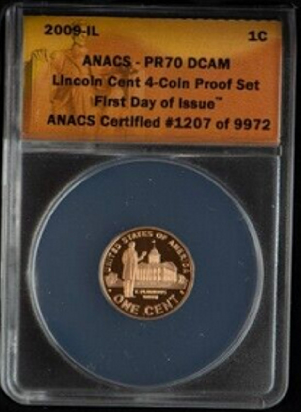 :2009-S 1C LINCOLN BICENTENNIAL ILLINOIS FDOI ANACS PR70 DEEP-CAMEO TOP POP