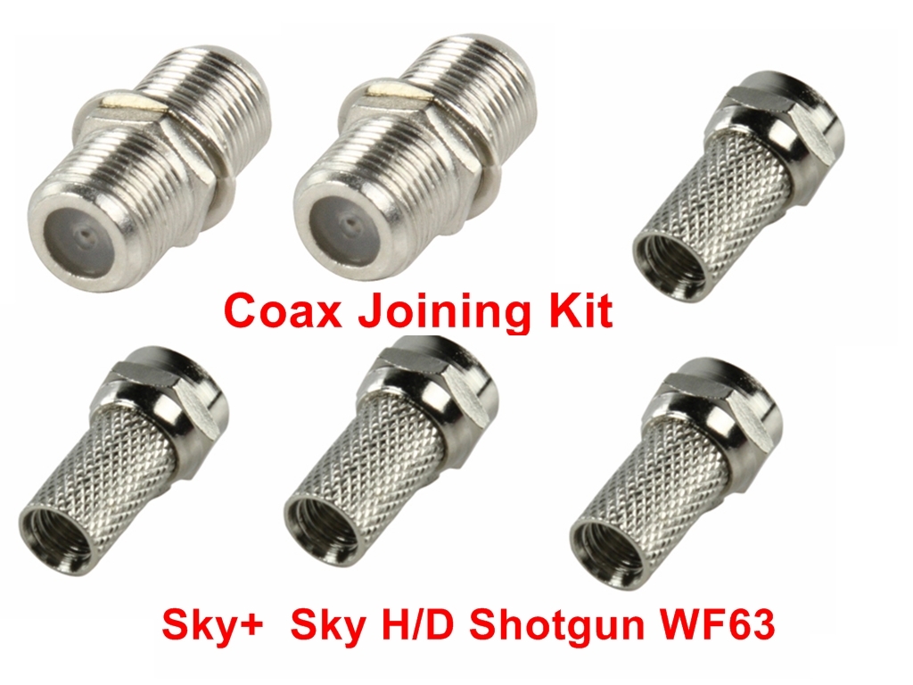 F Plug F-Type Coax Joining Kit  Satellite Twin Shotgun Cable WF63 Sky+ Sky H/D