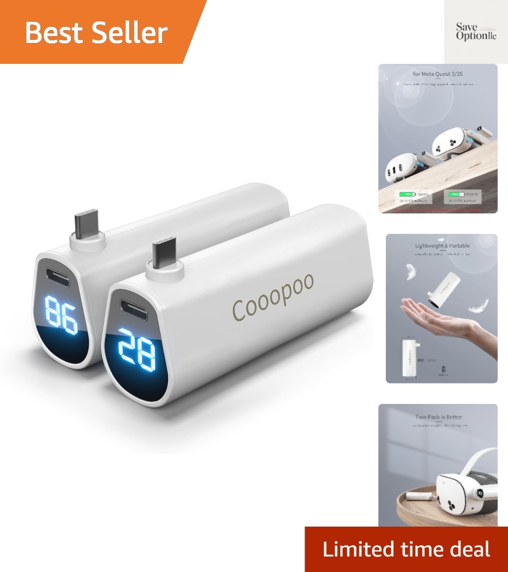 Compact Dual Power Bank for Meta Quest 3 & Type-C Devices - 4-5 Hours Extra Play