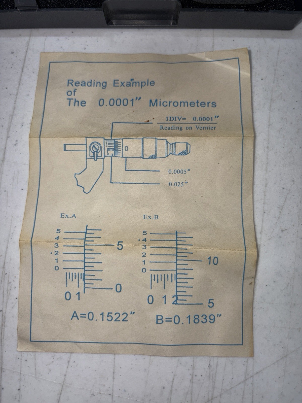 0-1" Precision outside Micrometer 0.0001" in case
