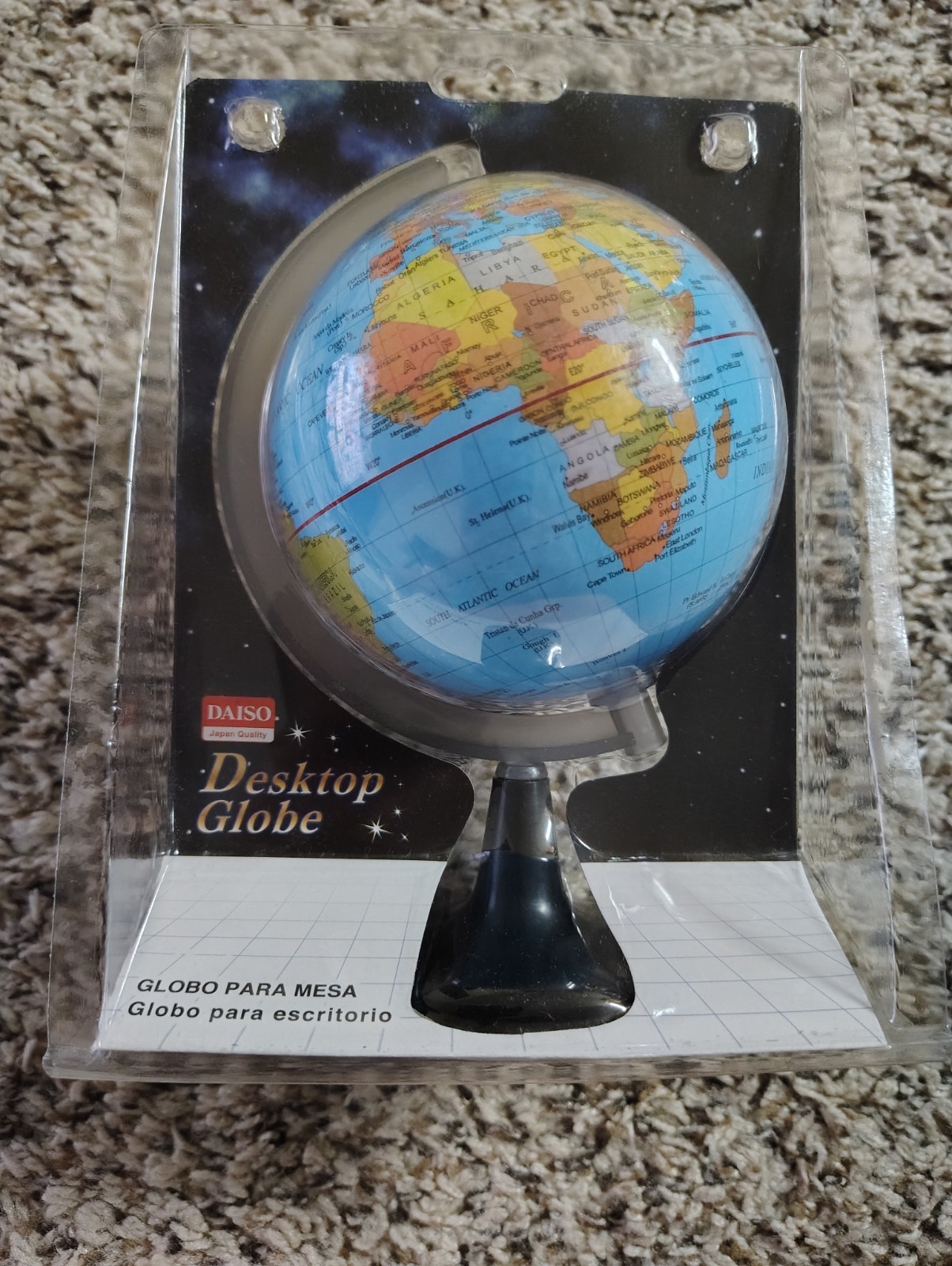 7" Daiso Desktop World Globe Earth Ocean Rotating World Map Geography Classic