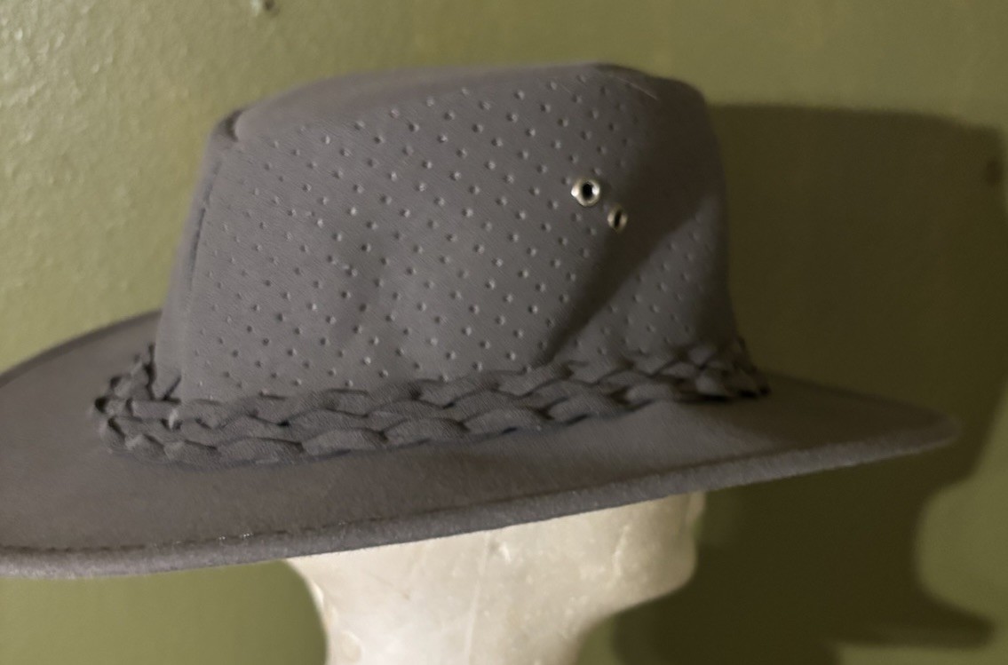 Aussie Chiller Outback Bushie Chiller Golf Hat - Grey Sz Med Embroidered New