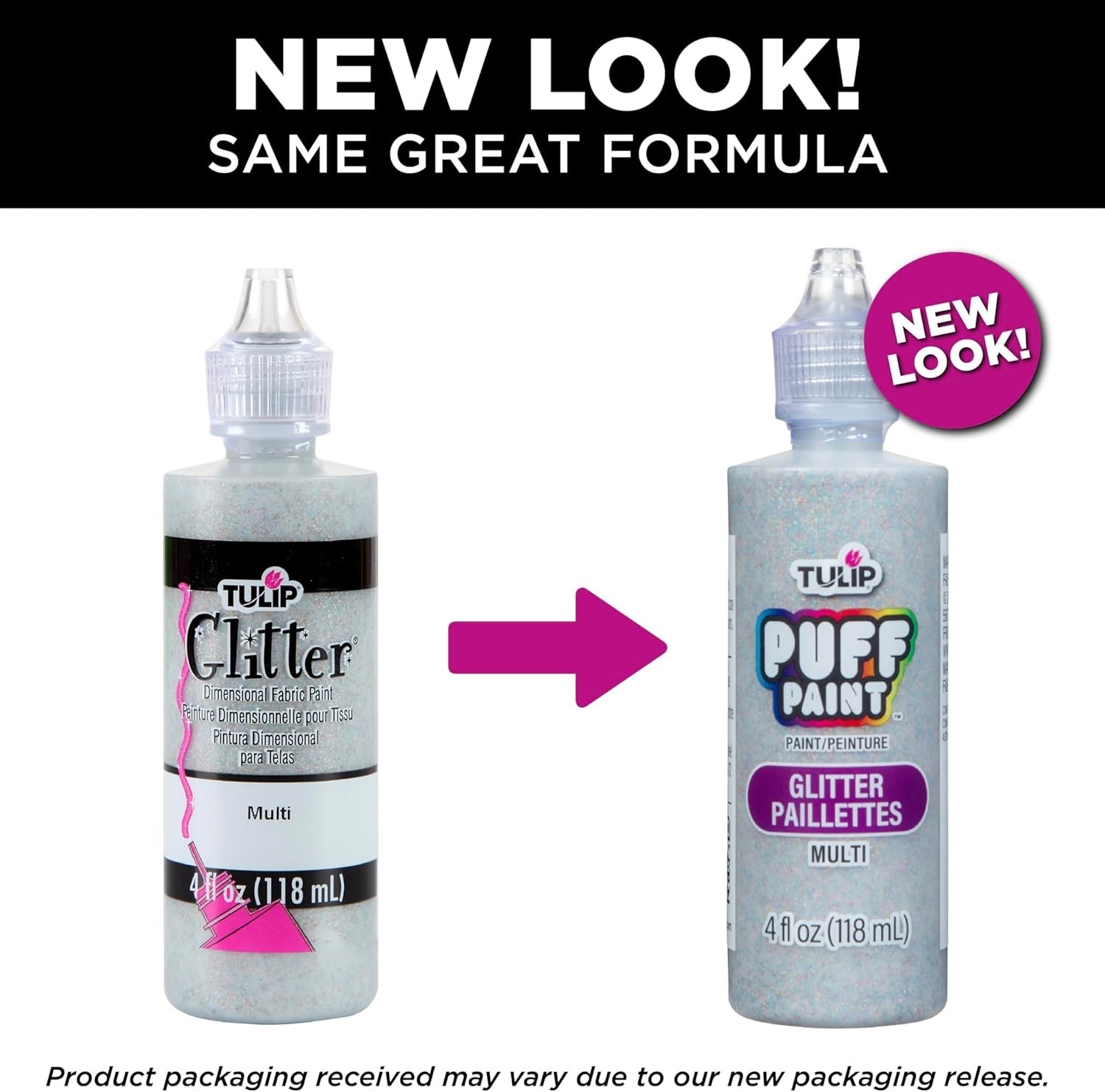 Vibrant Glitter Multi Dimensional Fabric Paint - 4 Fl Oz, No Mess, Permanent