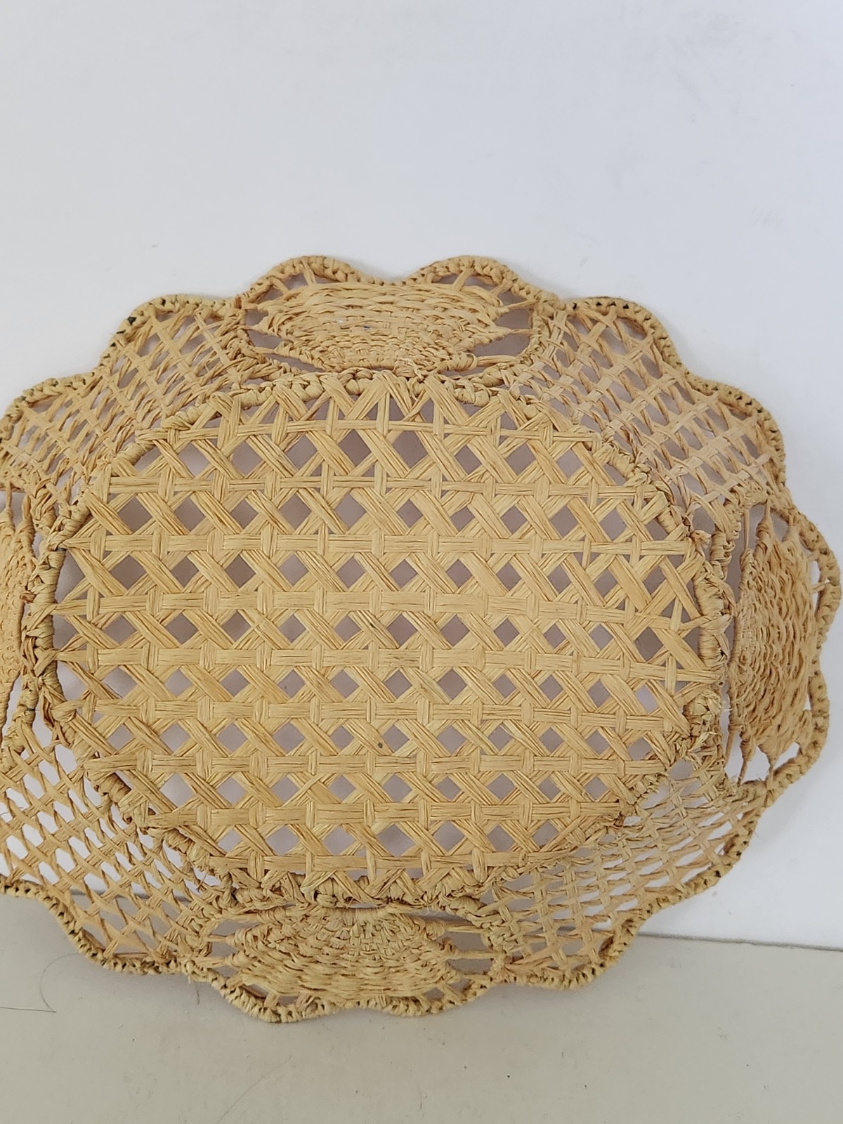 Woven Basket with Handpainted Blue Flowers