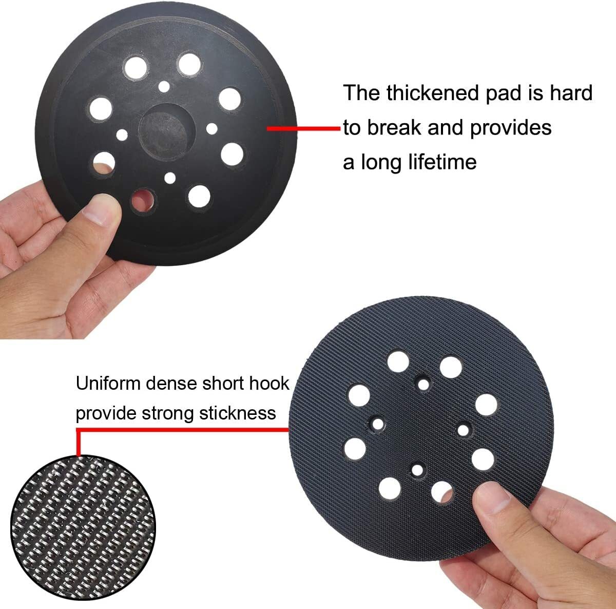 5 Inch 8 Hole Hook and Loop Replacement Sander Pad for Ridgid R2600 R2601 Random