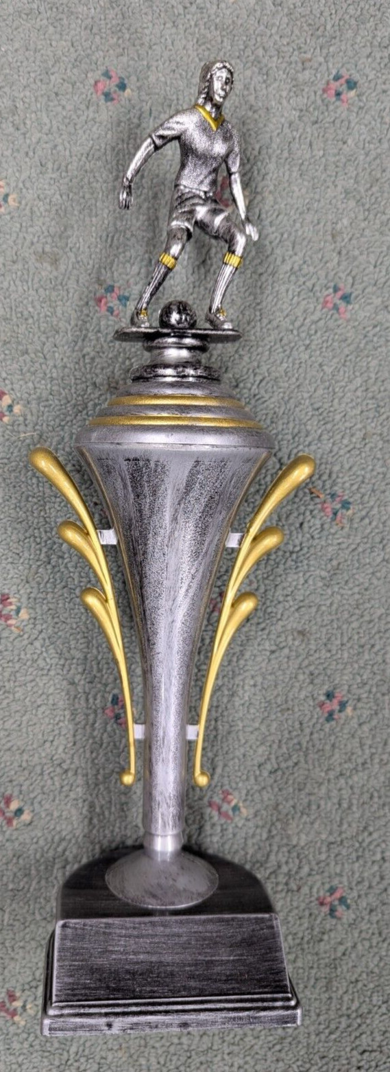 FEMALE SOCCER trophy pewter finish cup award