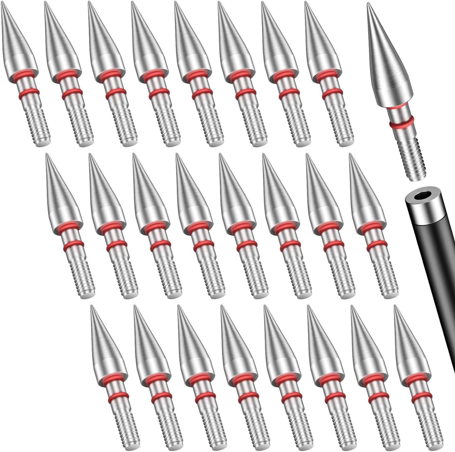 24pcs 5/16" Archery Field Points Screw-in Arrow Point 100 Grain Steel Field Tips