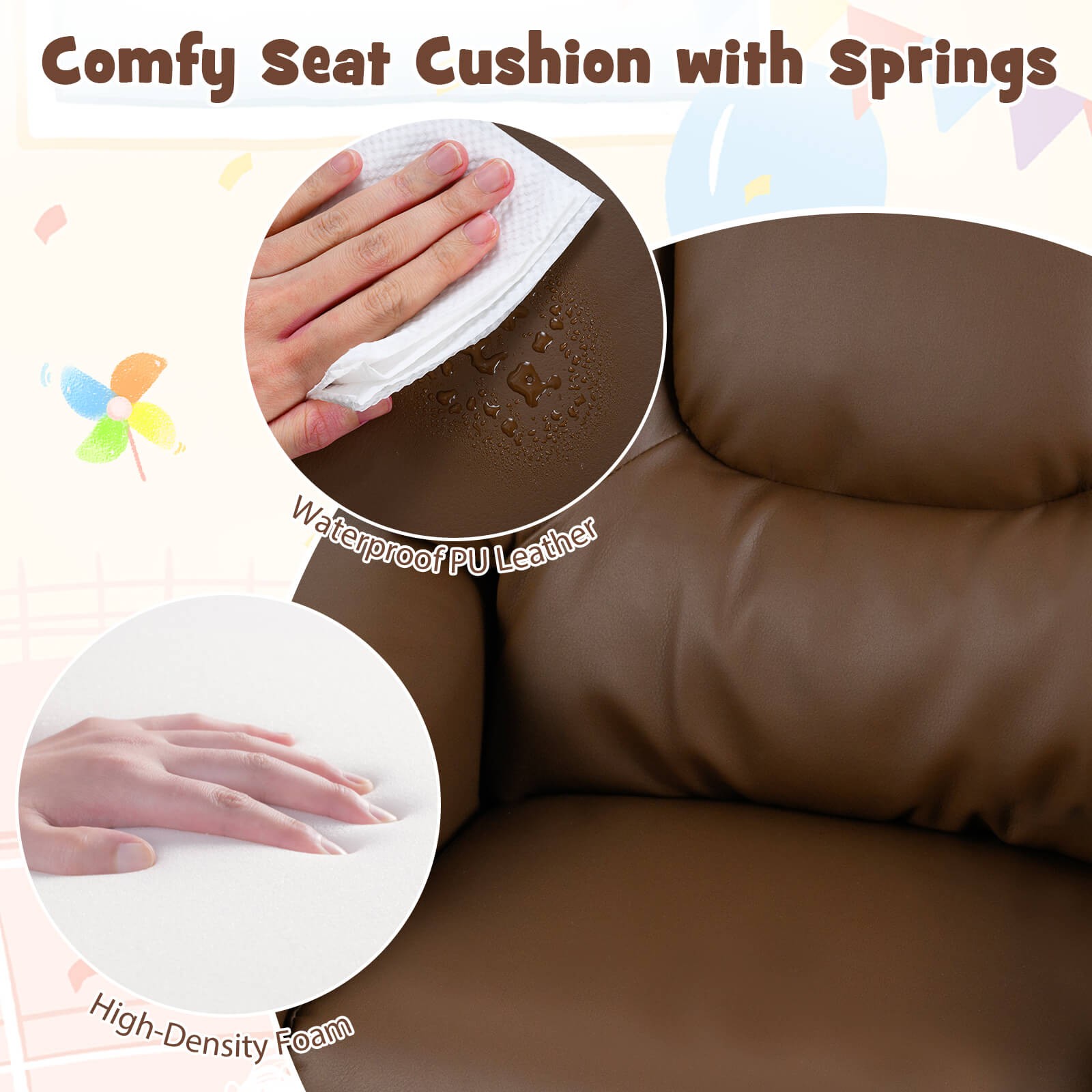 Kids Recliner w/Cup Holder Adjustable Backrest & Footrest for Boys & Girls
