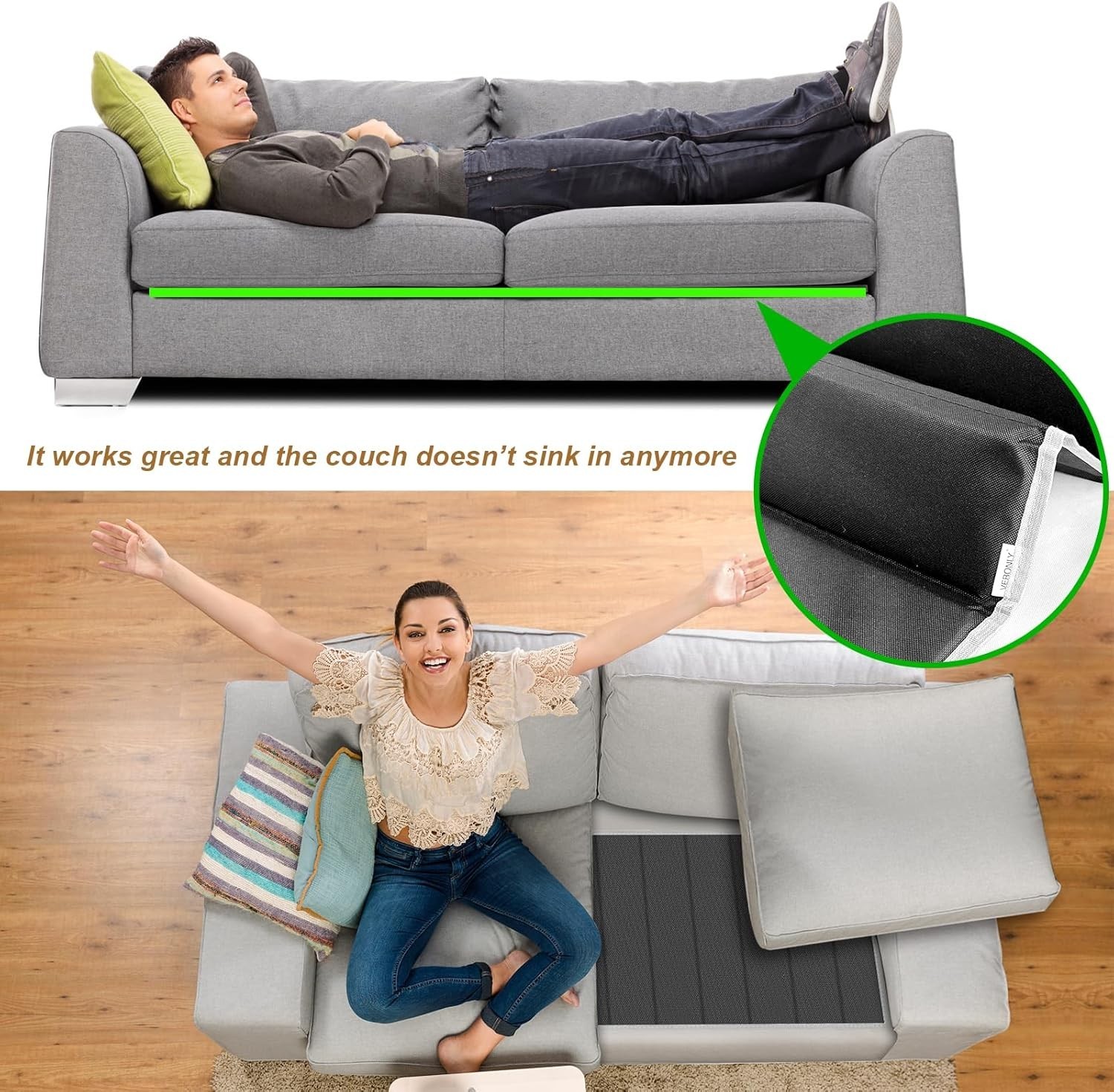 Heavy Duty Couch Cushion Support Board to Fix Sagging Sofas, 17"x66" Sofa, Th...