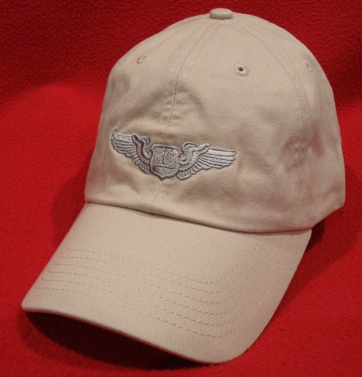 USAF NAVIGATOR / CSO WINGS BALL CAP - Stone / Tan low-profile AVIATOR wings hat