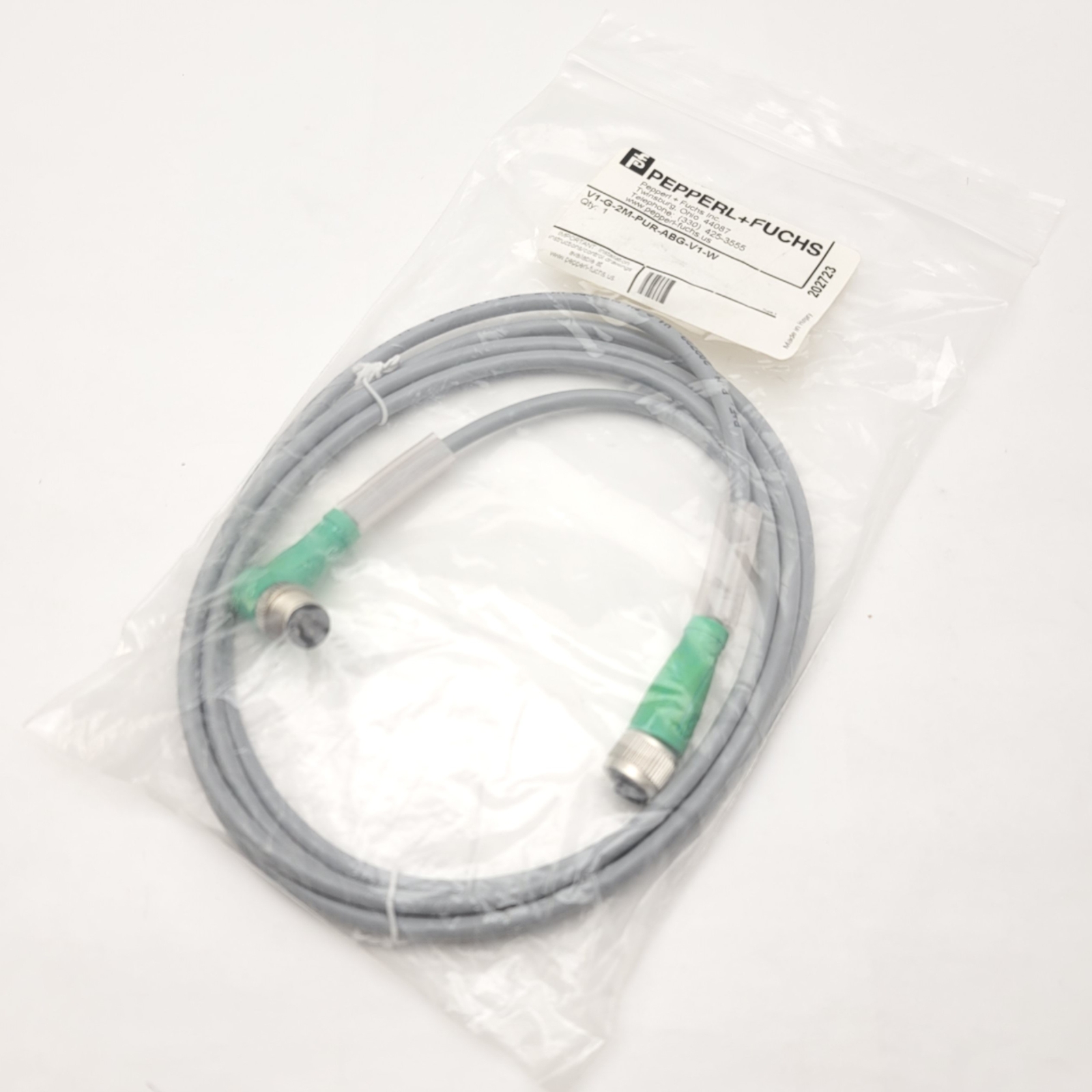 Pepperl Fuchs V1-G-2M-PUR-ABG-V1-W Shielded Connection Cable 2 Meter, M12 4-Pin