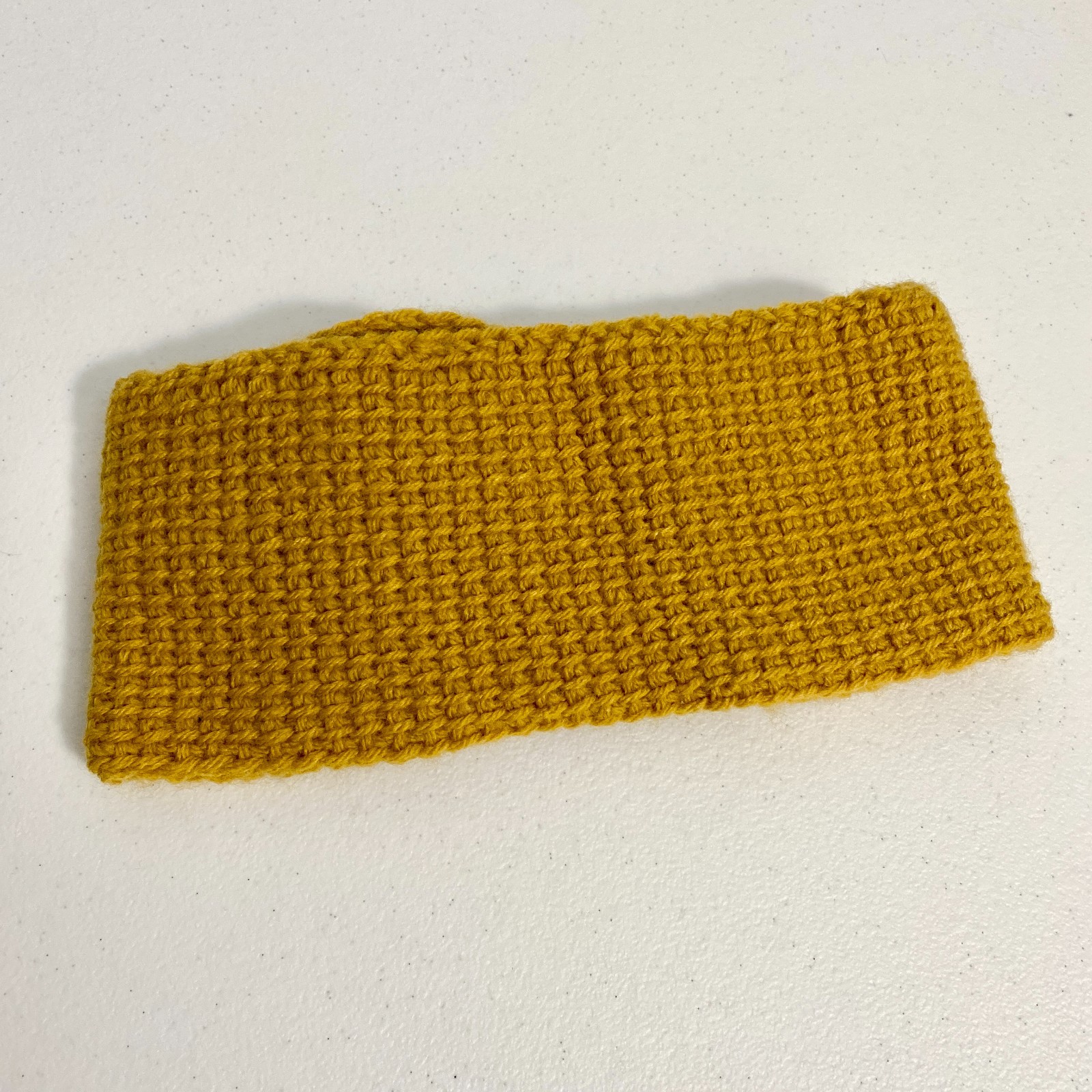 Handmade Tunisian Crochet Twist Ear Warmer Headband Mustard Yellow Rustic Chic