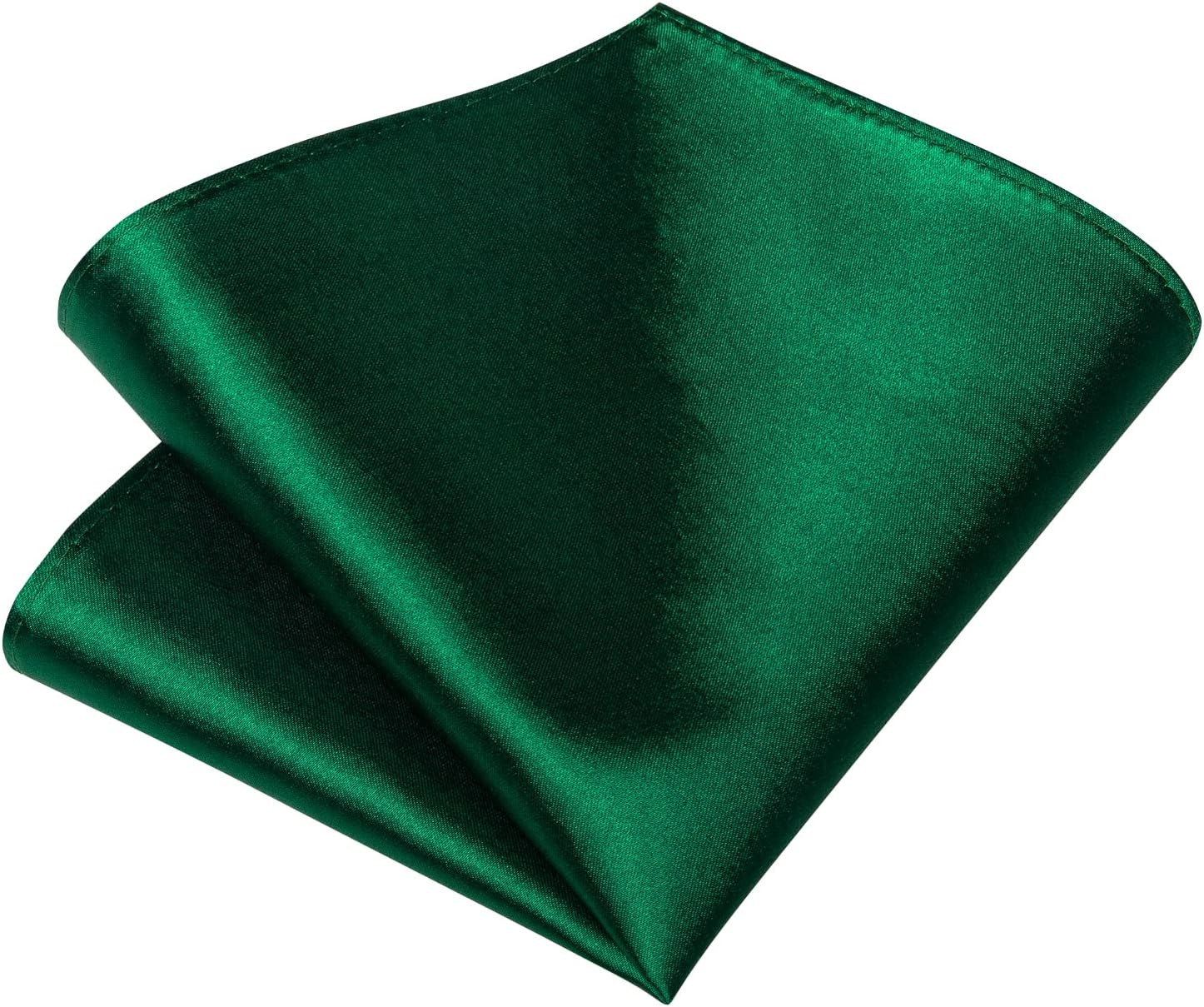 Mens Solid Color Tie and Pocket Square Set Woven Silk Plain Emerald Green