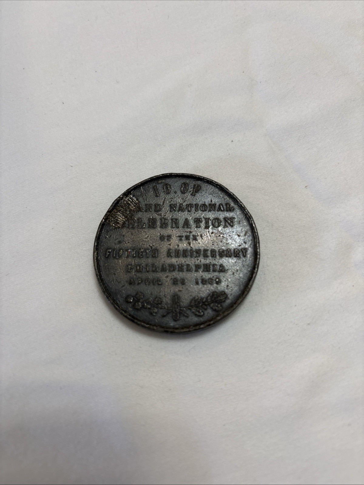 1869 Medal Medallion celebrating 50 th anniversary of Philadelphia PA