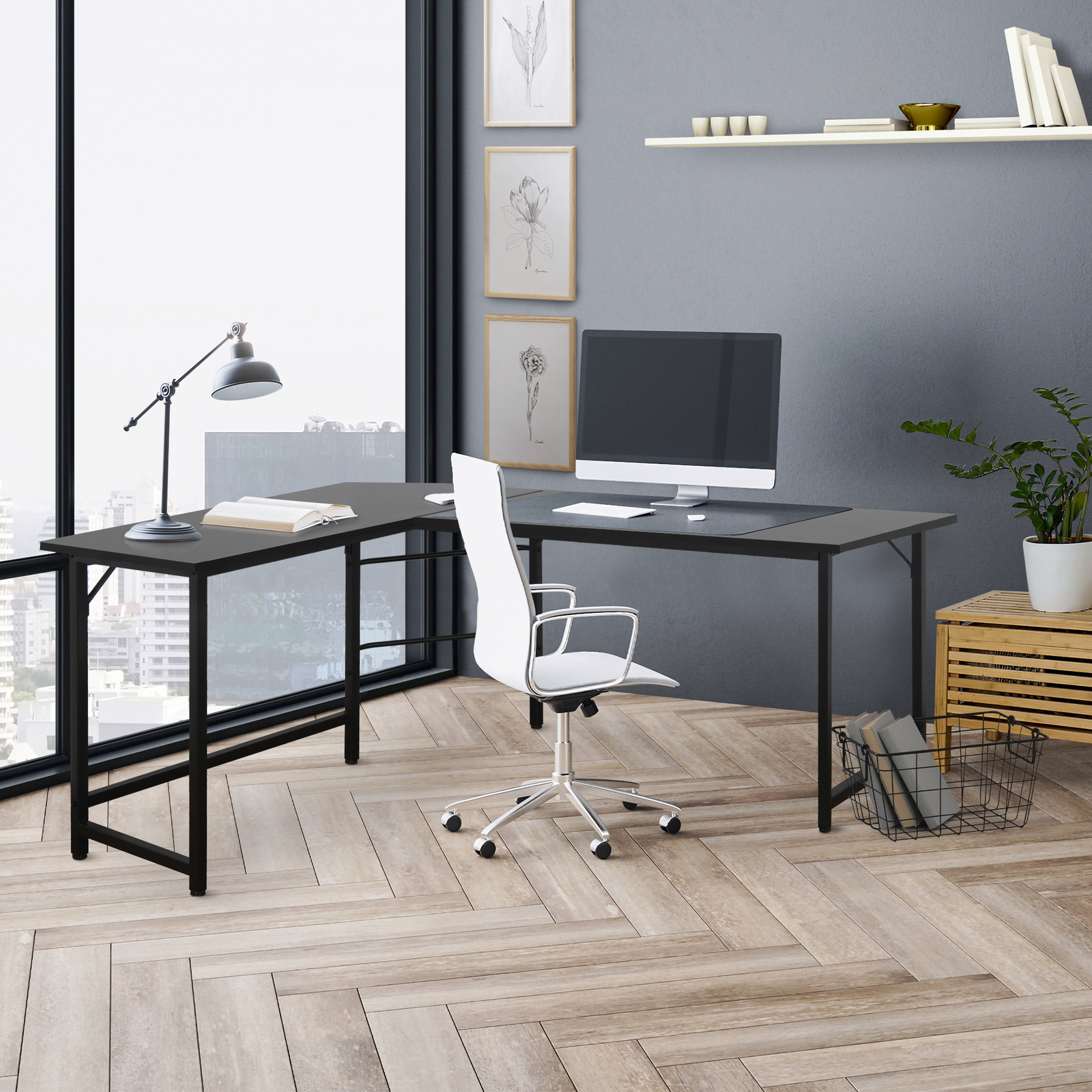 Desk Corner Computer Modern L-Shaped Desk PC Laptop Study Table Workstation 66"