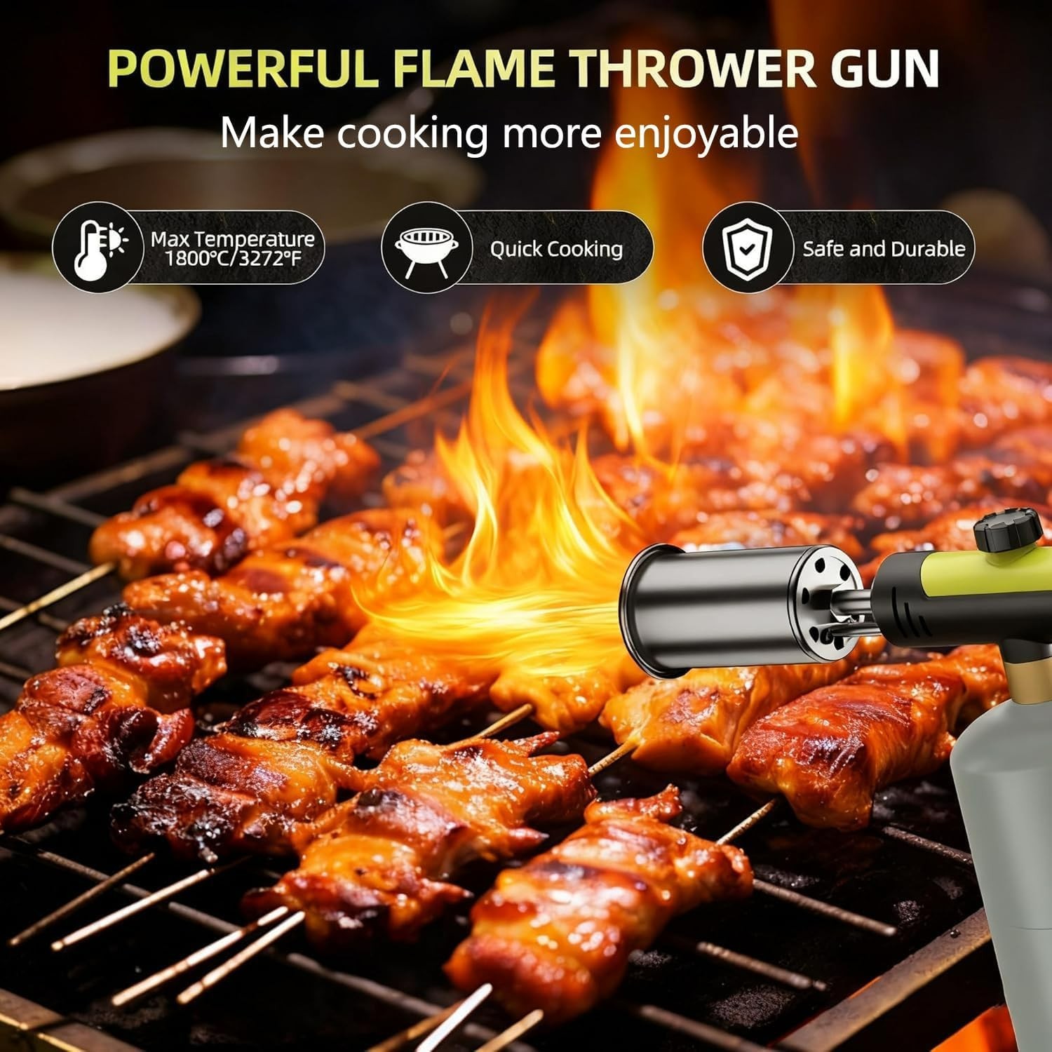 Powerful Propane Torch Gun,Kitchen Cooking Torch With One-Touch Max Fire, Cha...