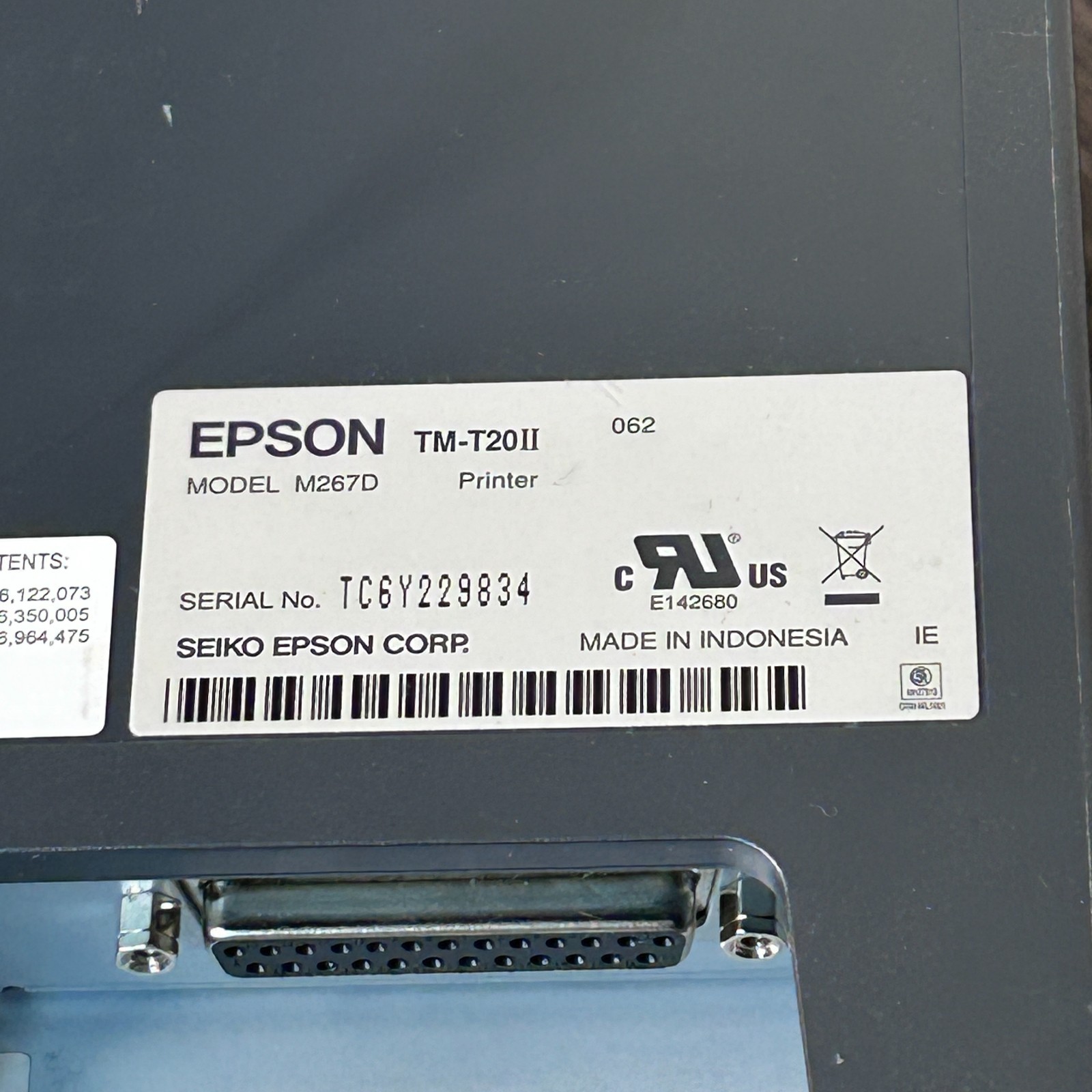EPSON TM-T20II Model M267D POS Thermal Receipt Printer Parallel USB 4904