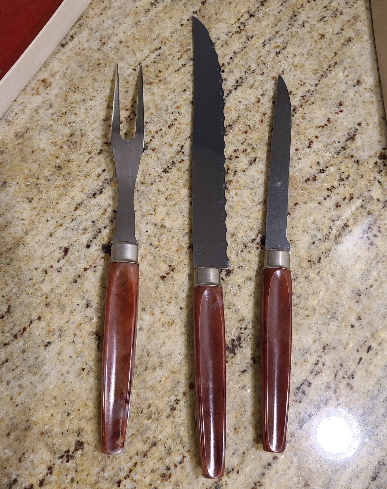 Regent Sheffield Cutlery Set Bakelite Marbled Stainless Steel Forever Sharp