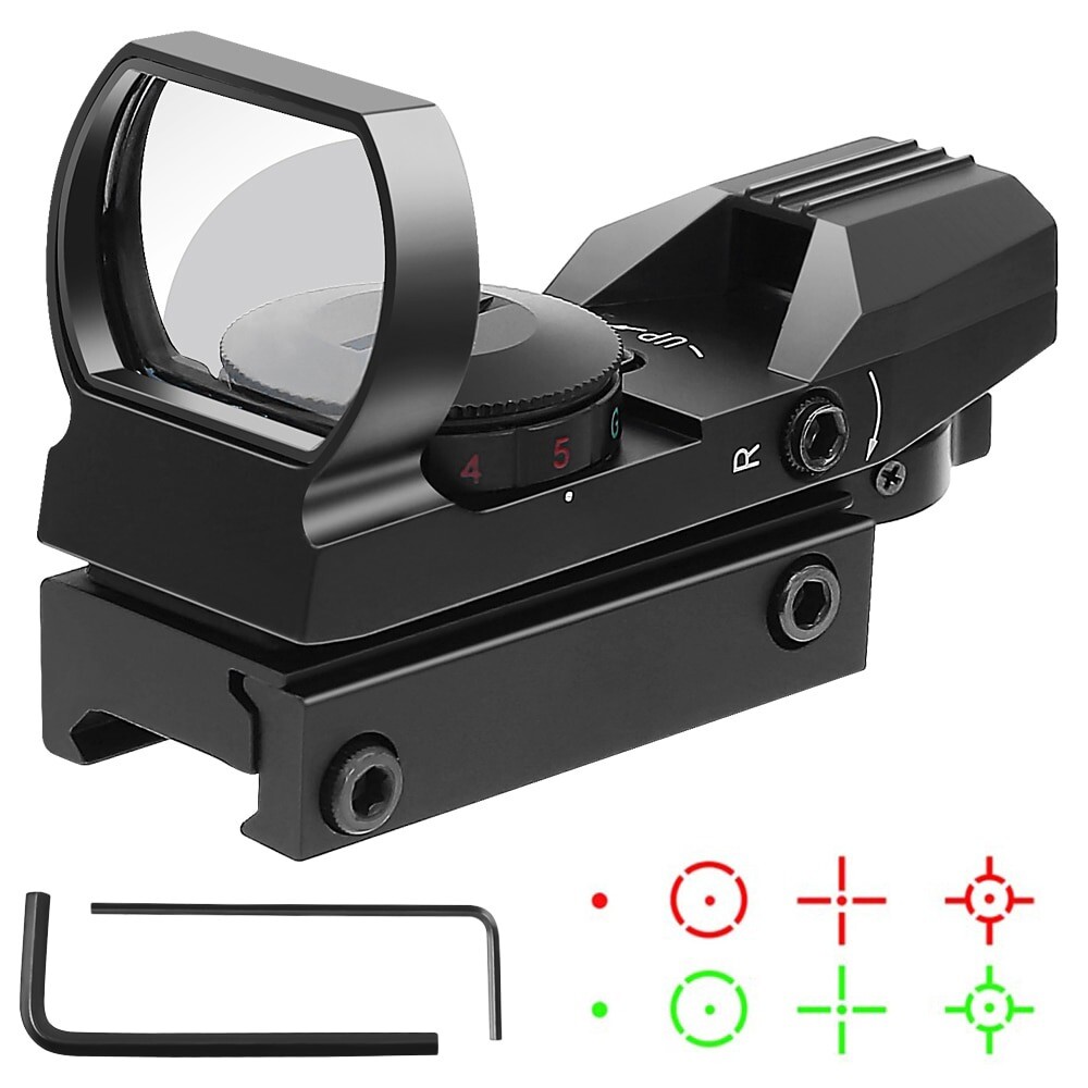 Red & Green Dot Sight Tactical Rifle Scope 4 Reticle Reflex Mount for 20mm Rails