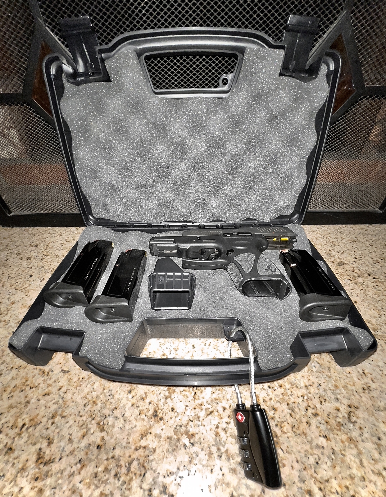 Pistol Storage Case – Hard Plastic. Padlock Tabs. Foam Protection