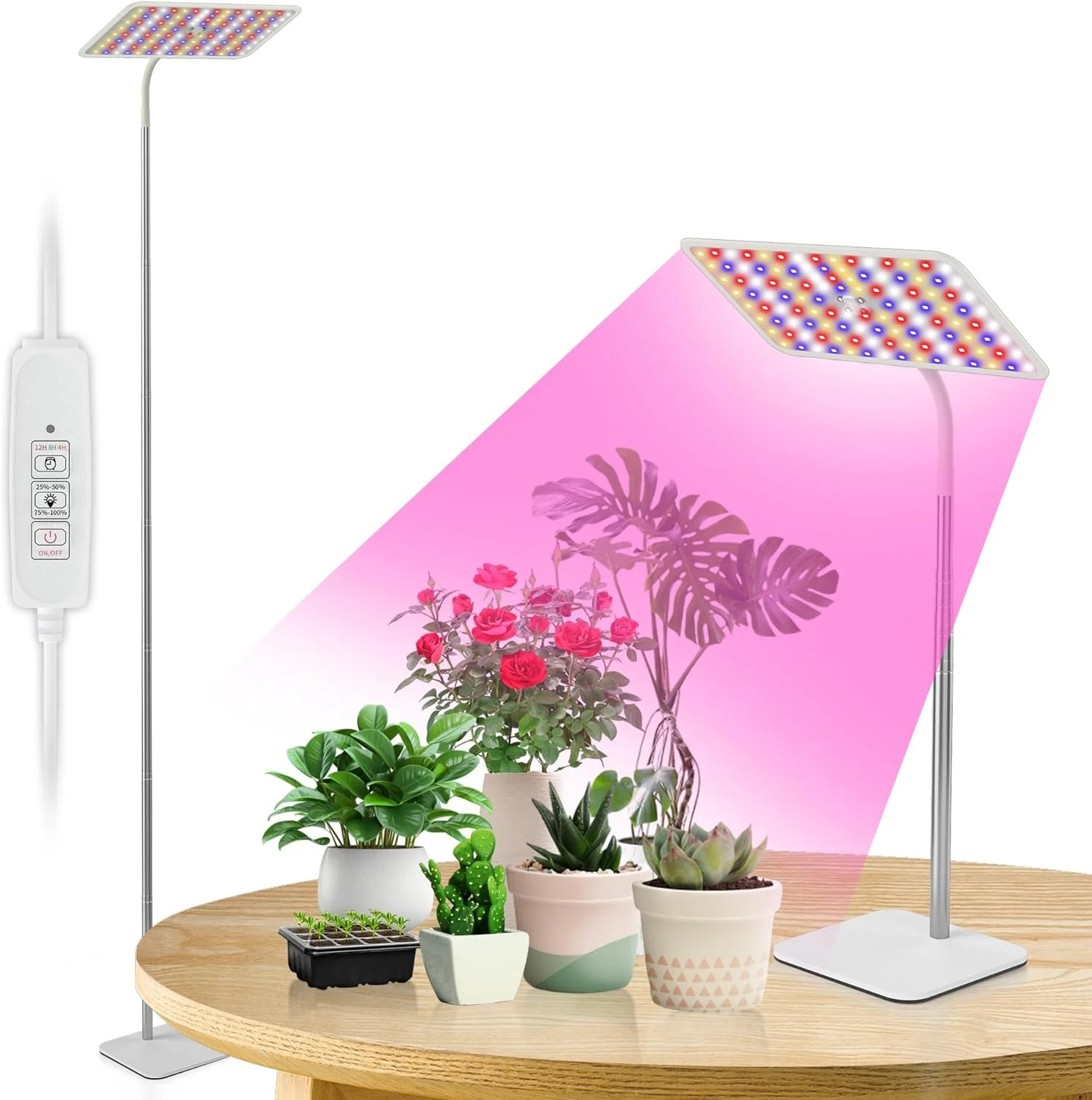 BESTVA 18W Grow Lights for Indoor Plants with Stand, Full Spectrum LED Plant Lig