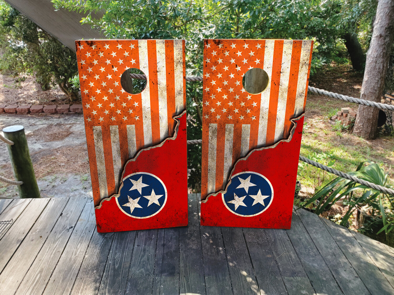 WATERPROOF Tennessee USA Flag - State Flag Cornhole Board Wraps / Cornhole Decal