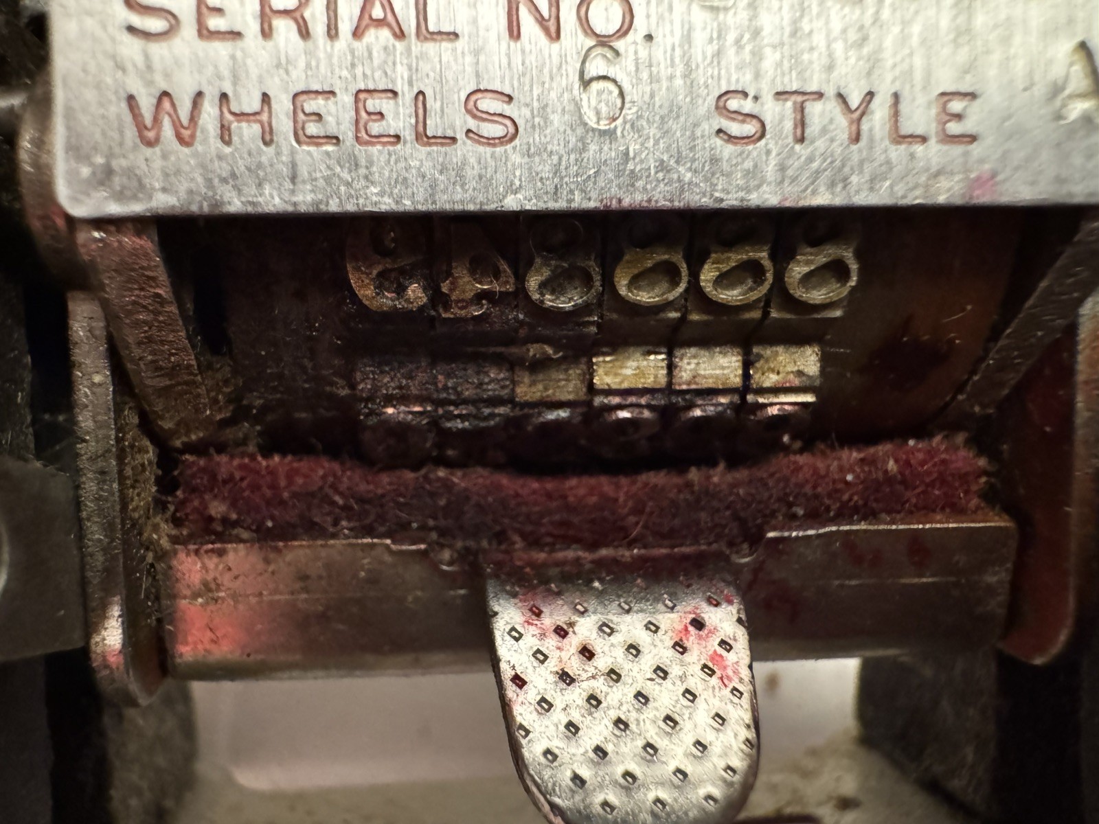 Vintage Bates Numbering Machine Ink Stamper 6 Wheels Style A