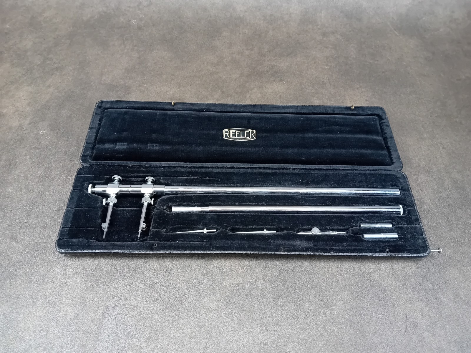 Vintage Riefler 'R' Silver Nickel Beam Compass Set Technical Drawing Cartography