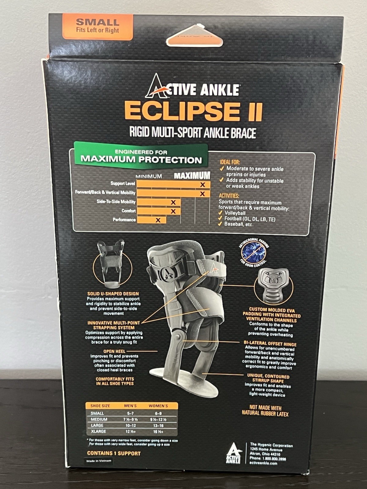 Active Ankle Eclipse II Rigid Ankle Brace Small
