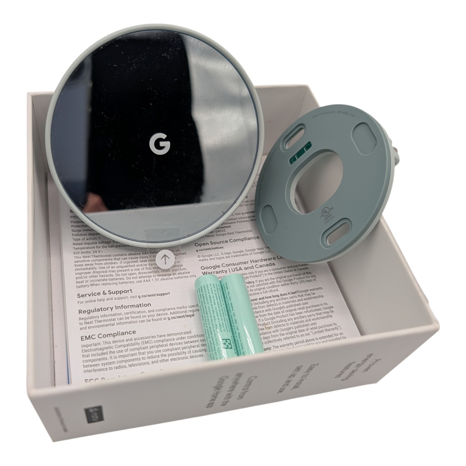 Google Nest Smart Thermostat, Fog Gray - GA02083-US - Open Box Missing Screws
