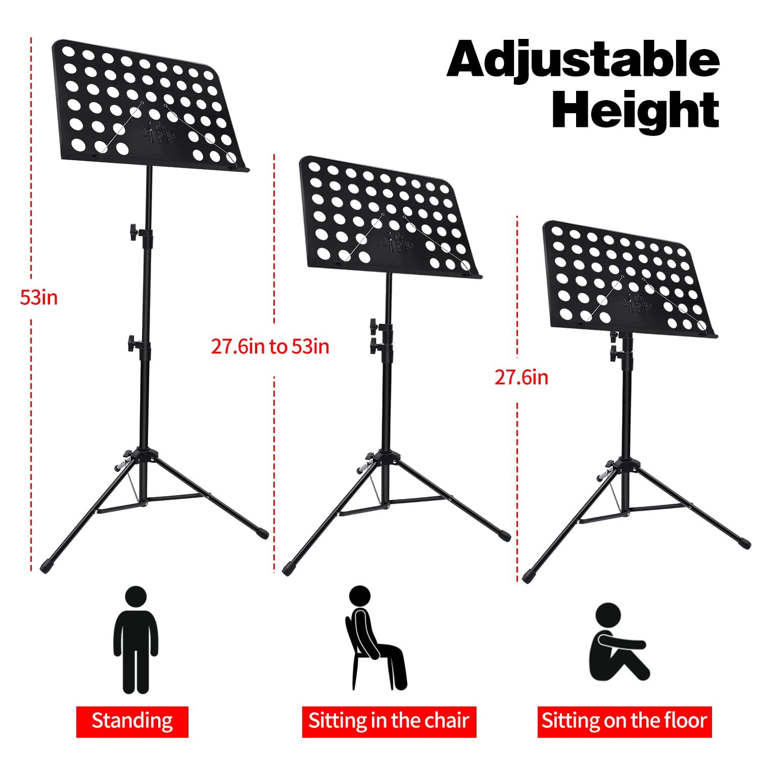 Mdvora 1/2/3 Pack Sheet Music Stand, with Standard Version, 1 pack black