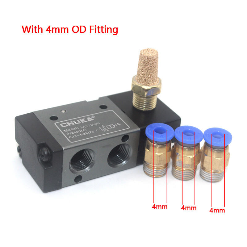 Pneumatic Air Control valve 3A110-06 3 Port 2 Position NC With 4mm OD Fitting