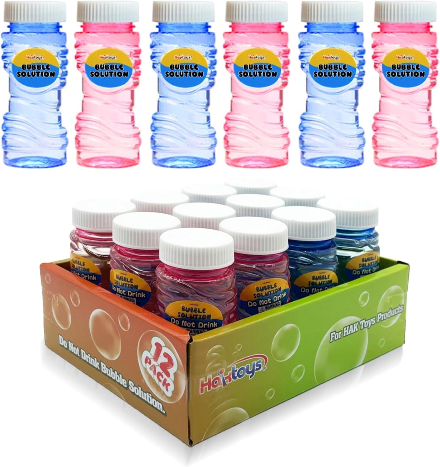 Bubble Gun Refill Solution Bottles (12 Pack of 2Oz Bottles) Compatible with Most