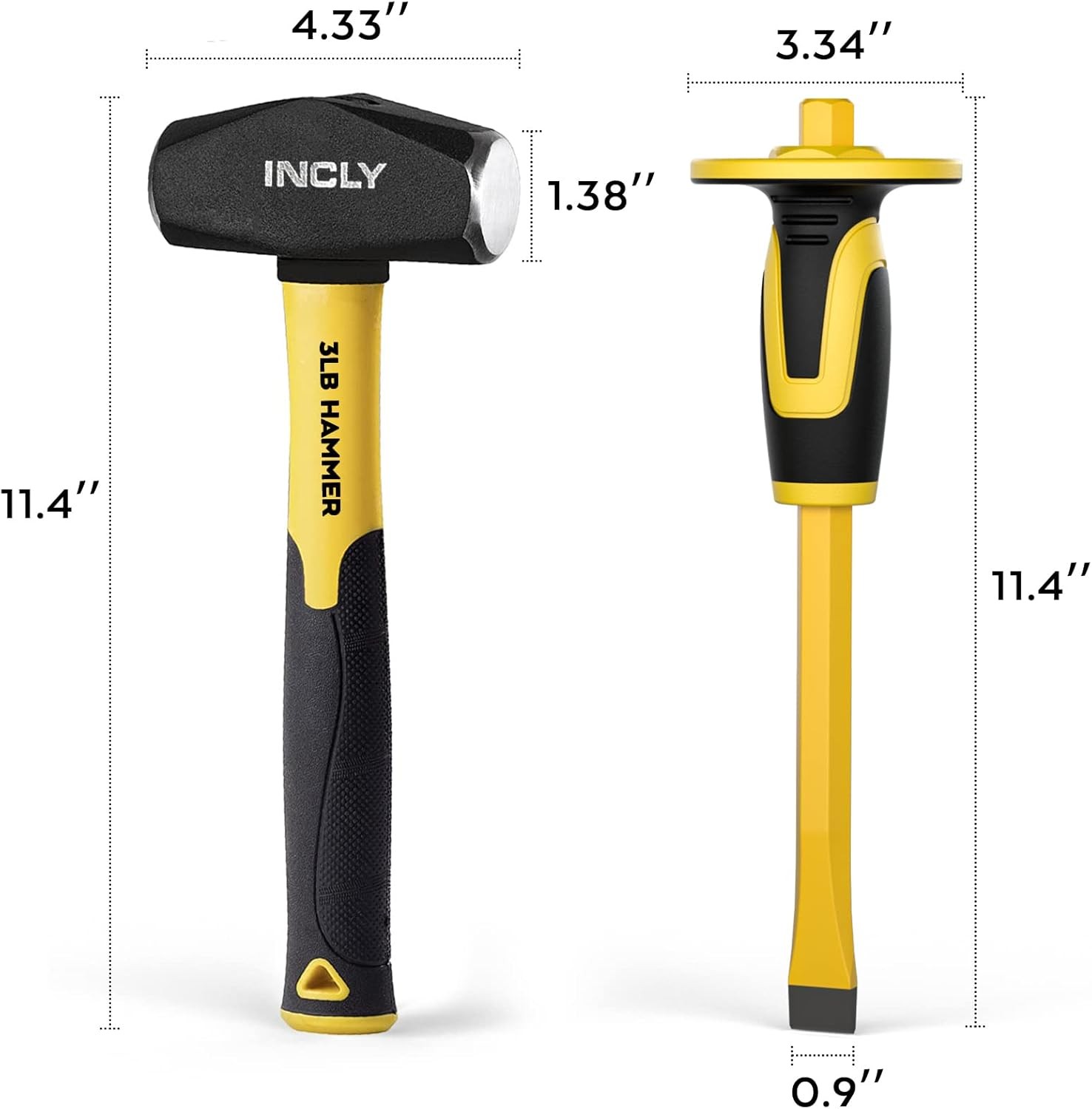 4 PCS Geology Rock Pick Equipment Kit, 3 Pound Sledge Rock Hammer with 12" Ma...