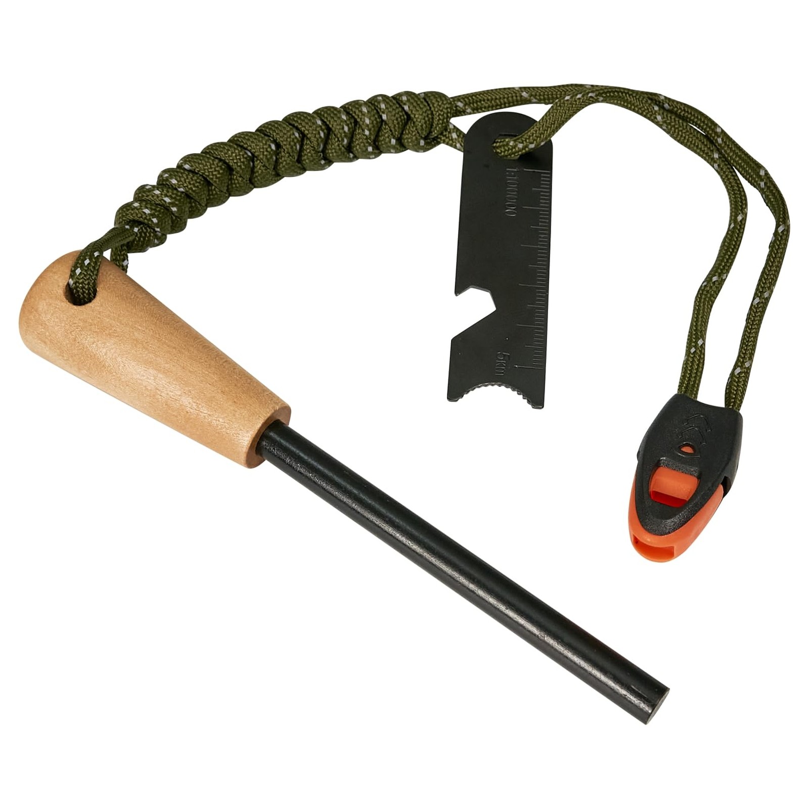 Fire Starter Survival Tool 5/16 Ferro Rod with Paracord Lanyard Multi Tool