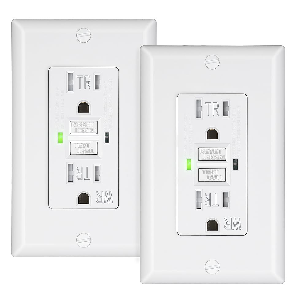 DEWENWILS 2-Pack GFCI Outlet 15Amp, Tamper Resistant(TR), white