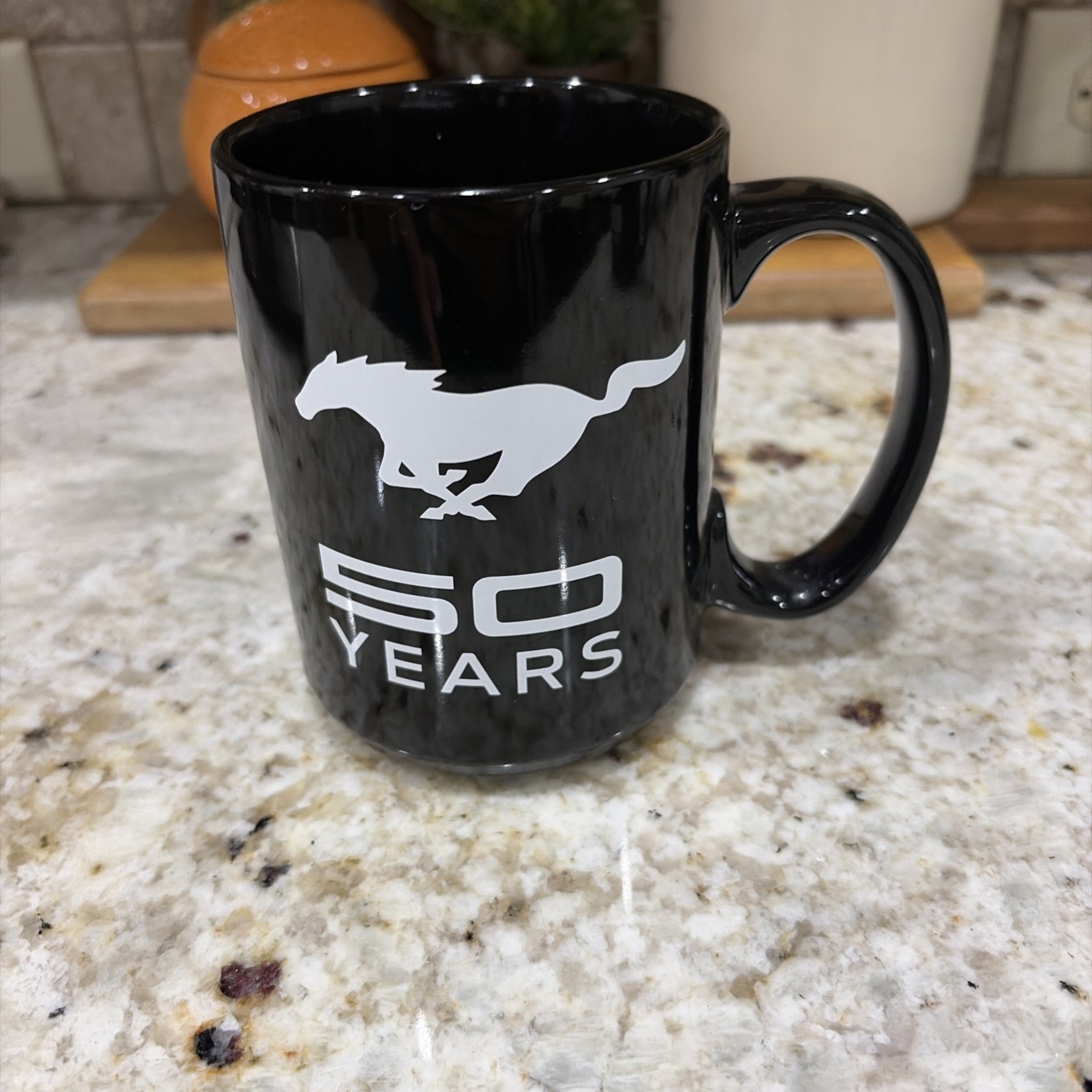 Ford Mustang 50 Years Anniversary Pony Car Coffee Mug Cup Black/White