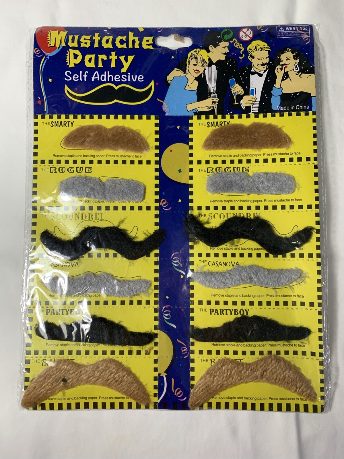 Mustache Party SELF ADHESIVE STYLISH MUSTACHES ~ 12