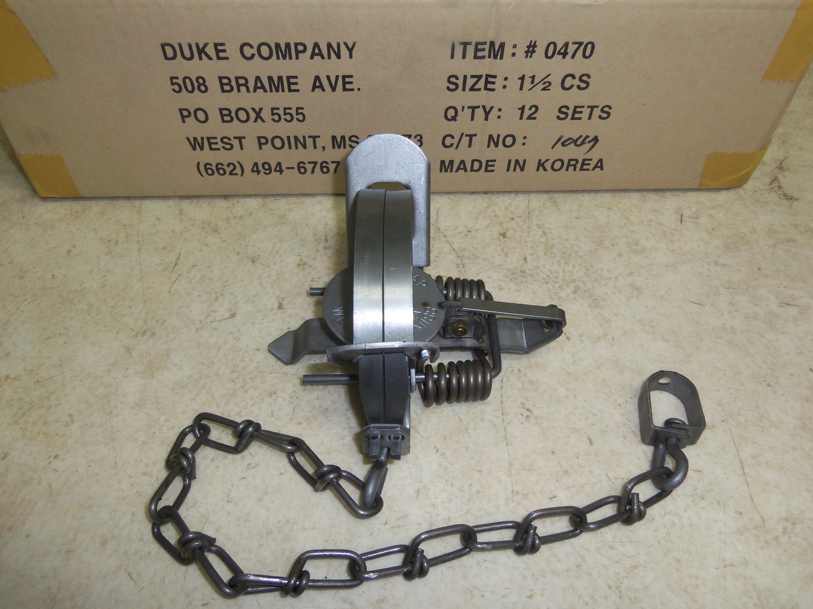 1 Duke #1 1/2 Coil Spring Trap 0470 Raccoon Mink Nutria Muskrat Trapping 4 3/4"